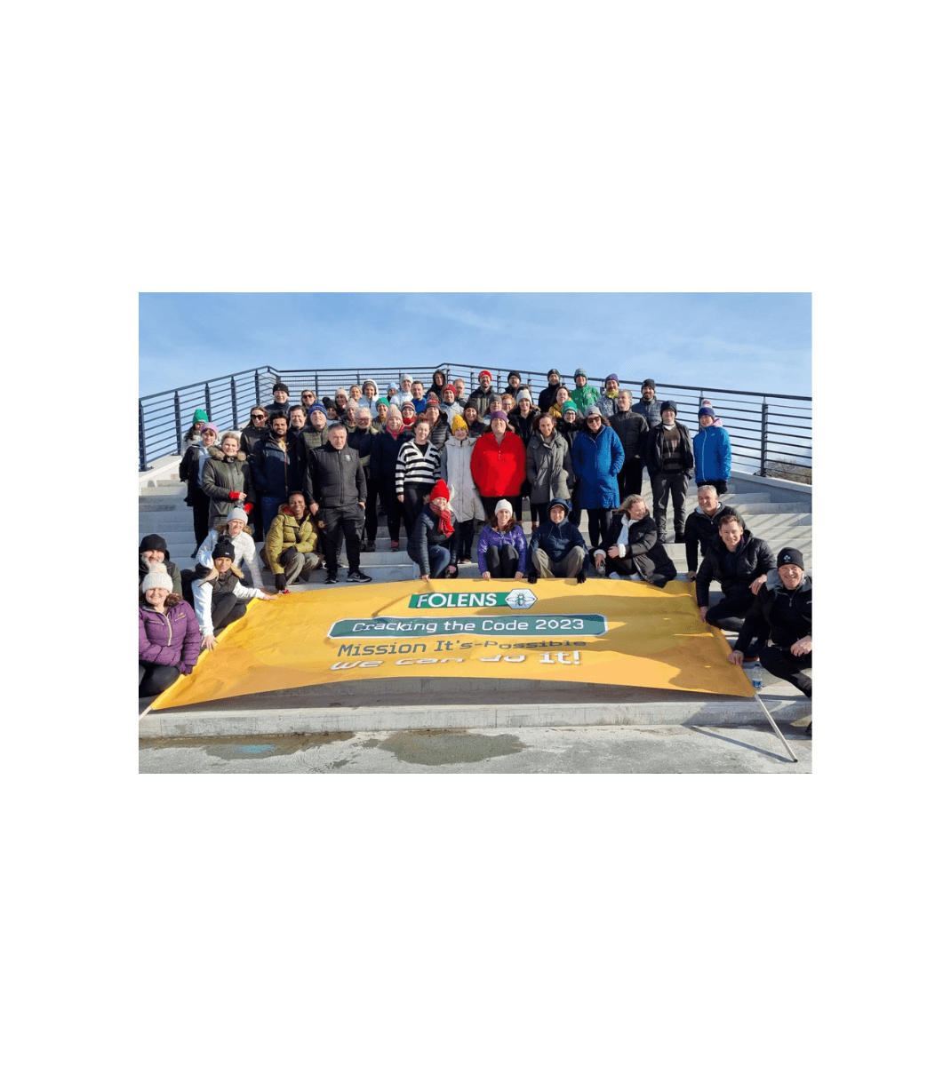 Group photograph of Folens employees on a company day