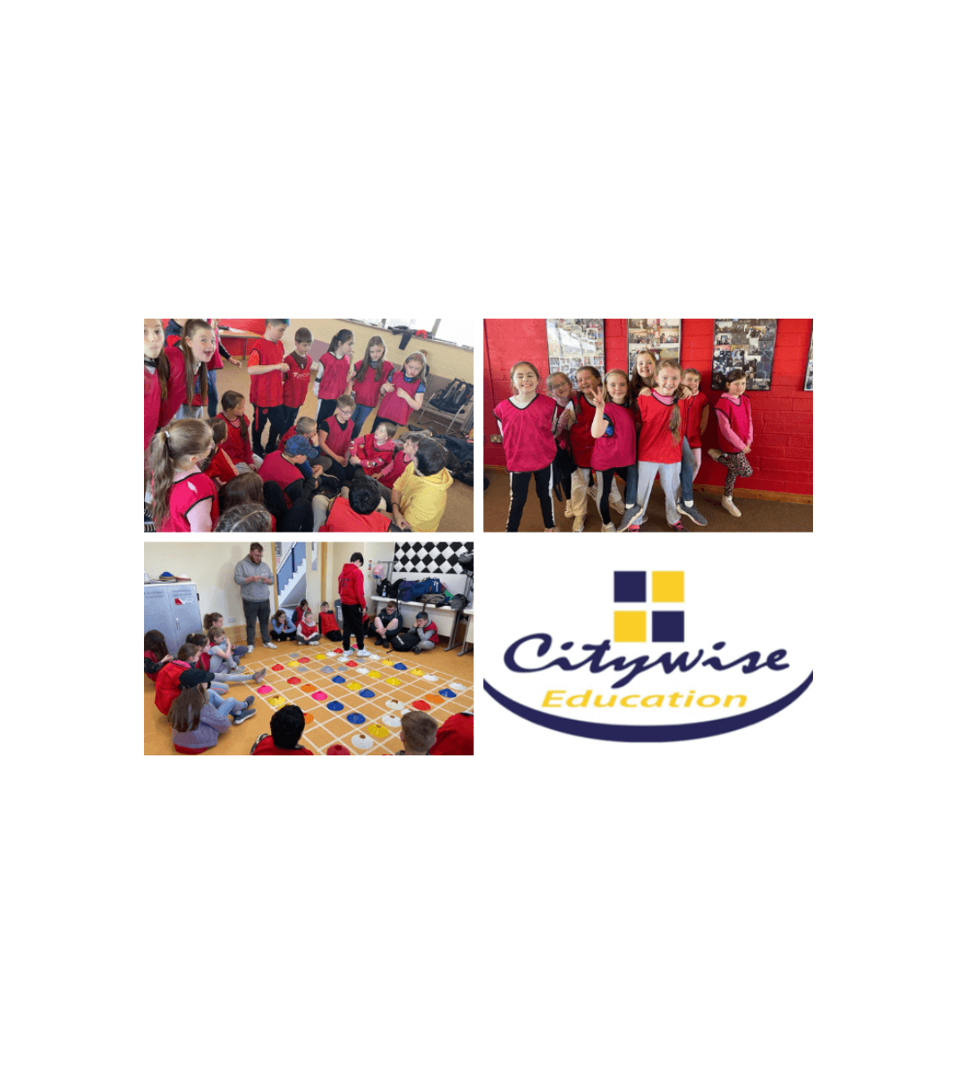 Primary students engaged in group activities and team games at Citywise Education, promoting learning through collaboration and play.
