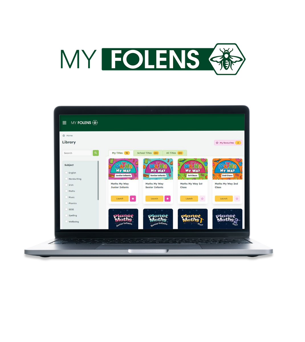 MY FOLENS Library displayed on a laptop