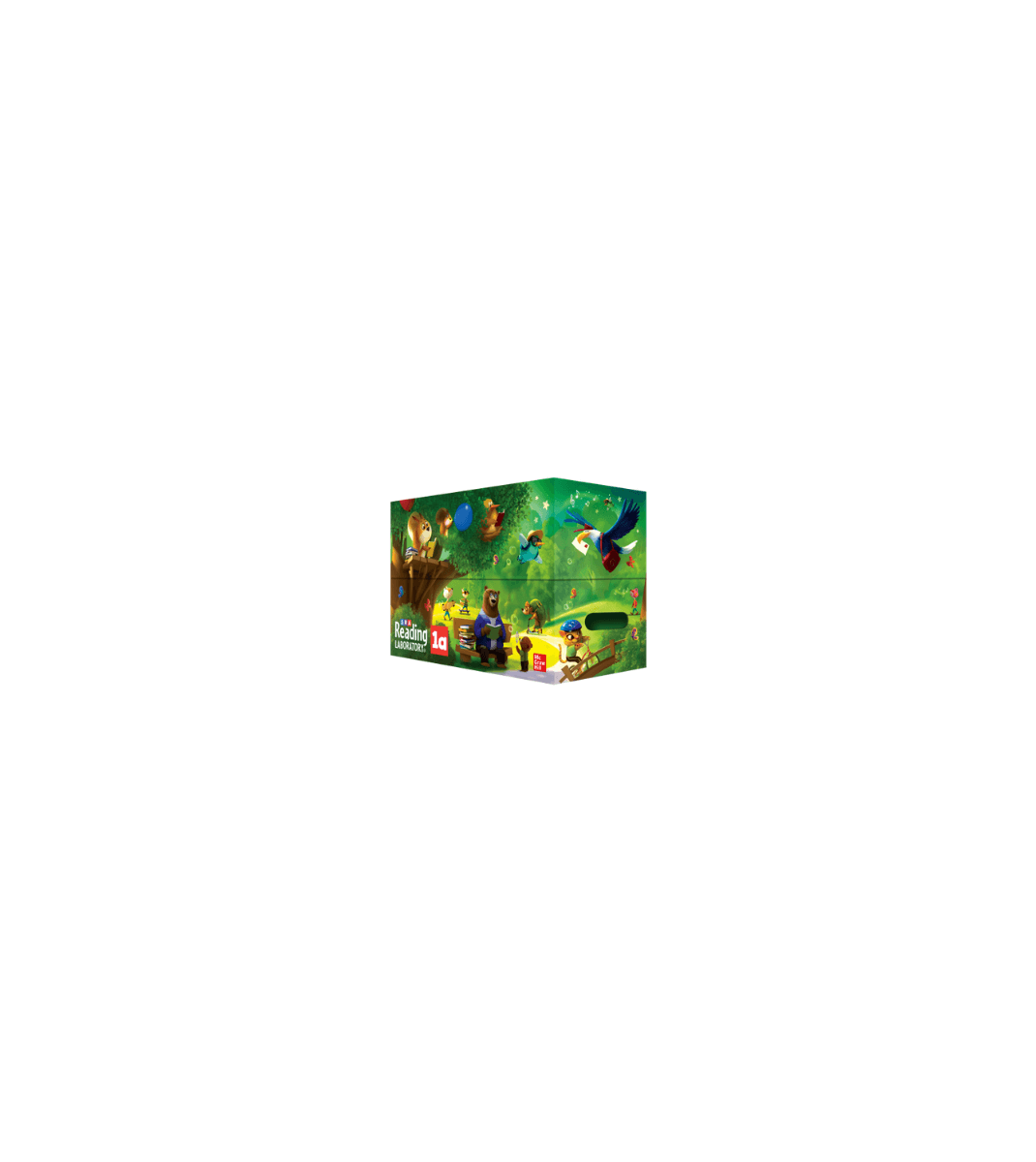 SRA Reading Laboratory 1a kit with vibrant forest-themed box featuring animated animals reading and learning.