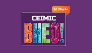 A purple square graphic with the text 'CEMIC BHEO!' in large colorful letters