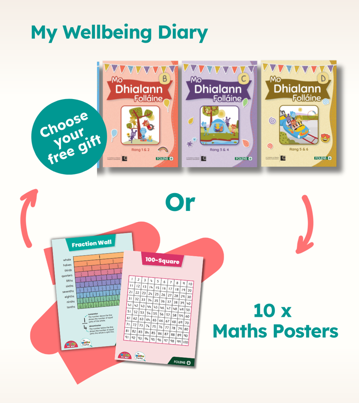 Folens My Maths Practice special offers free gift wellbeing diary or Maths classroom posters 