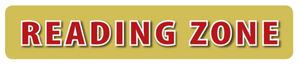 The 'READING ZONE' Logo in large red letters outlined in white.