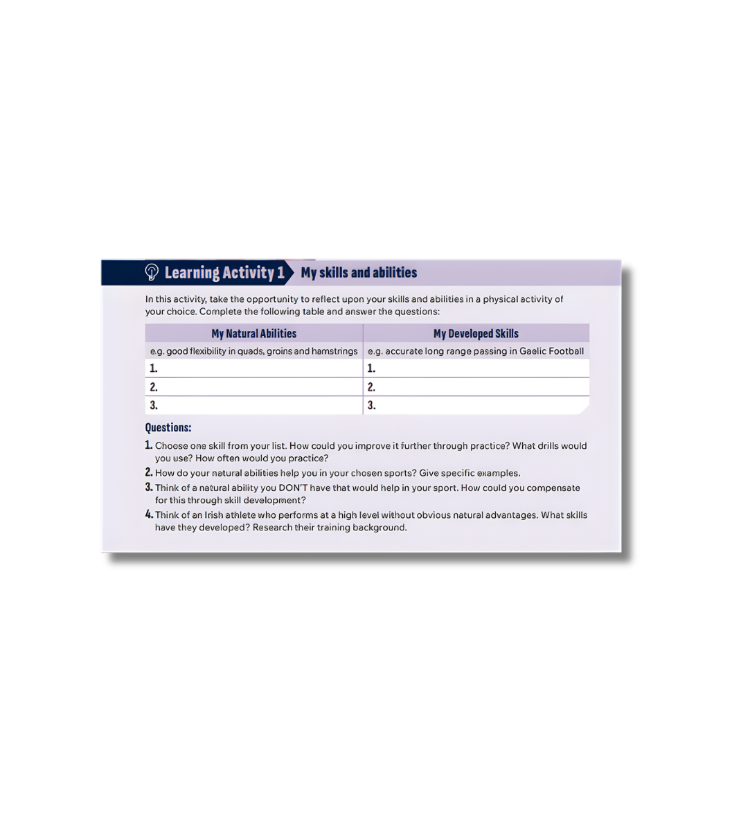 MOMENTUM PE Leaving Cert Students Plan Learning Activities