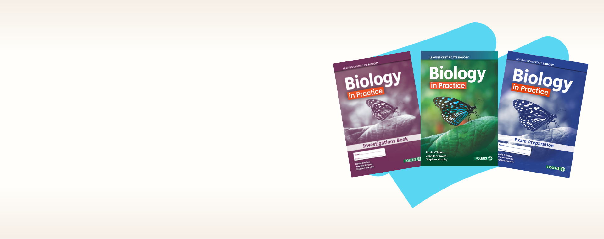Biology in Practice Textbook, Investigations book, Exam Preparation Book Covers