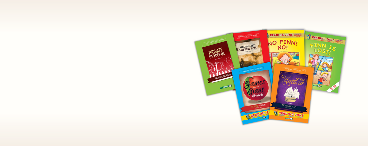 Five colorful Reading Zone books fanned out on a plain white background.