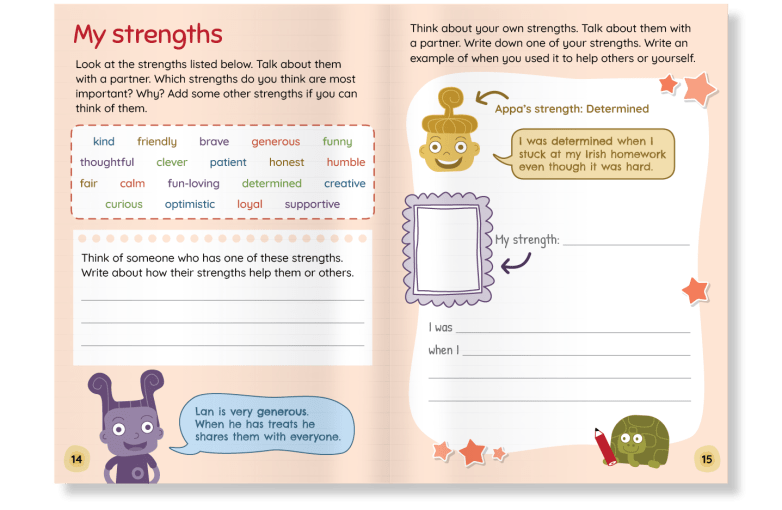 My Wellbeing Diary Folens Primary Wellbeing page spread